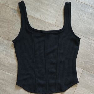 No Boundaries Black Ribbed Tank Top